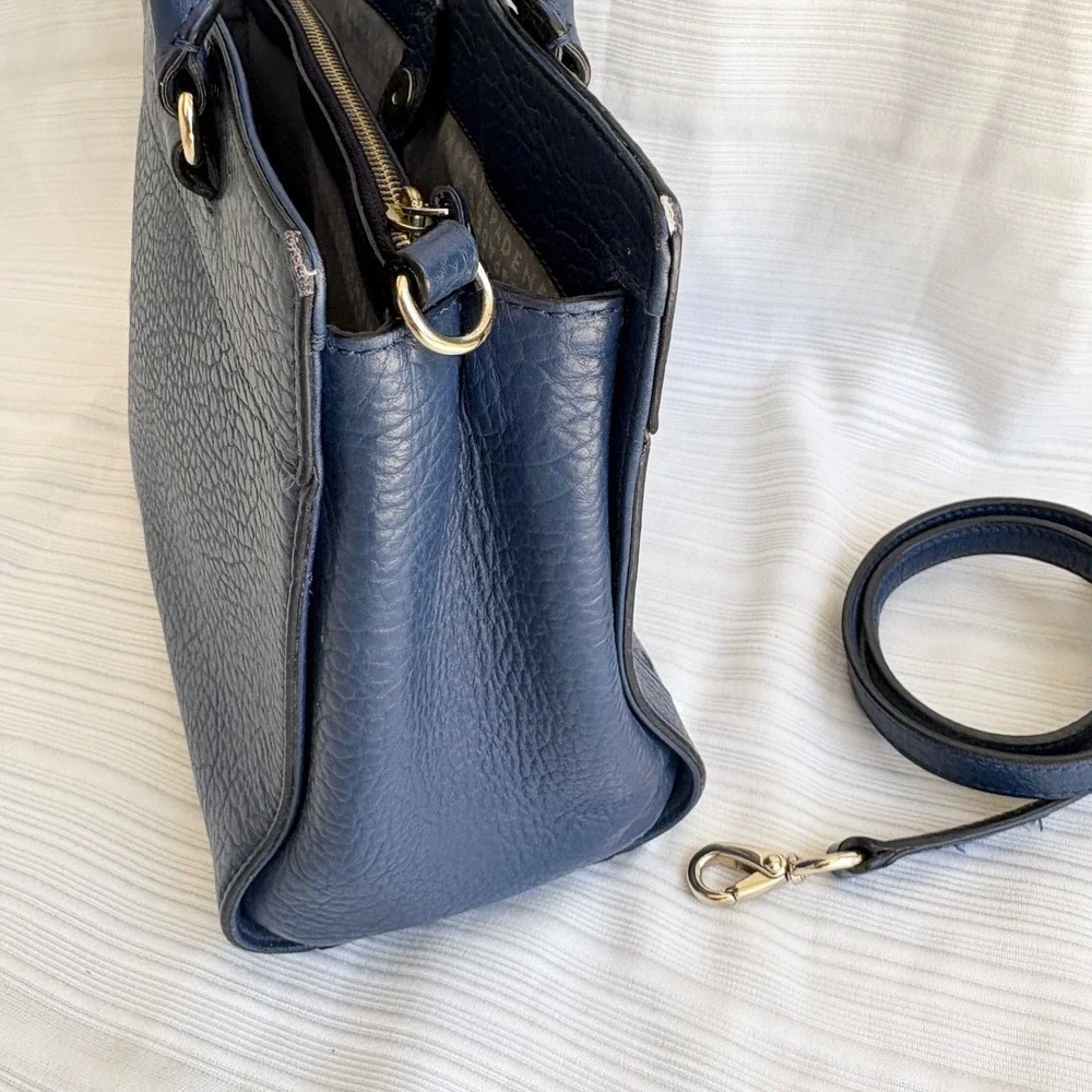 Kate Spade Satchel Perforated Pebbled‎ Leather Crossbody Bag Womens Medium Blue